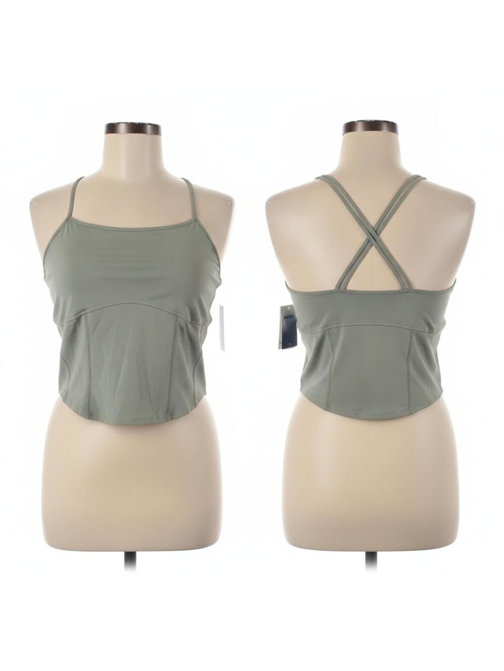 Abound Women XL Sage Green Corset Crop Top Spaghetti Strap Casual Everyday